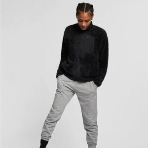 Nike Full Zip Swoosh Womens Jacket Sherpa‎ Fleece Size Small Black/ AR7406 010